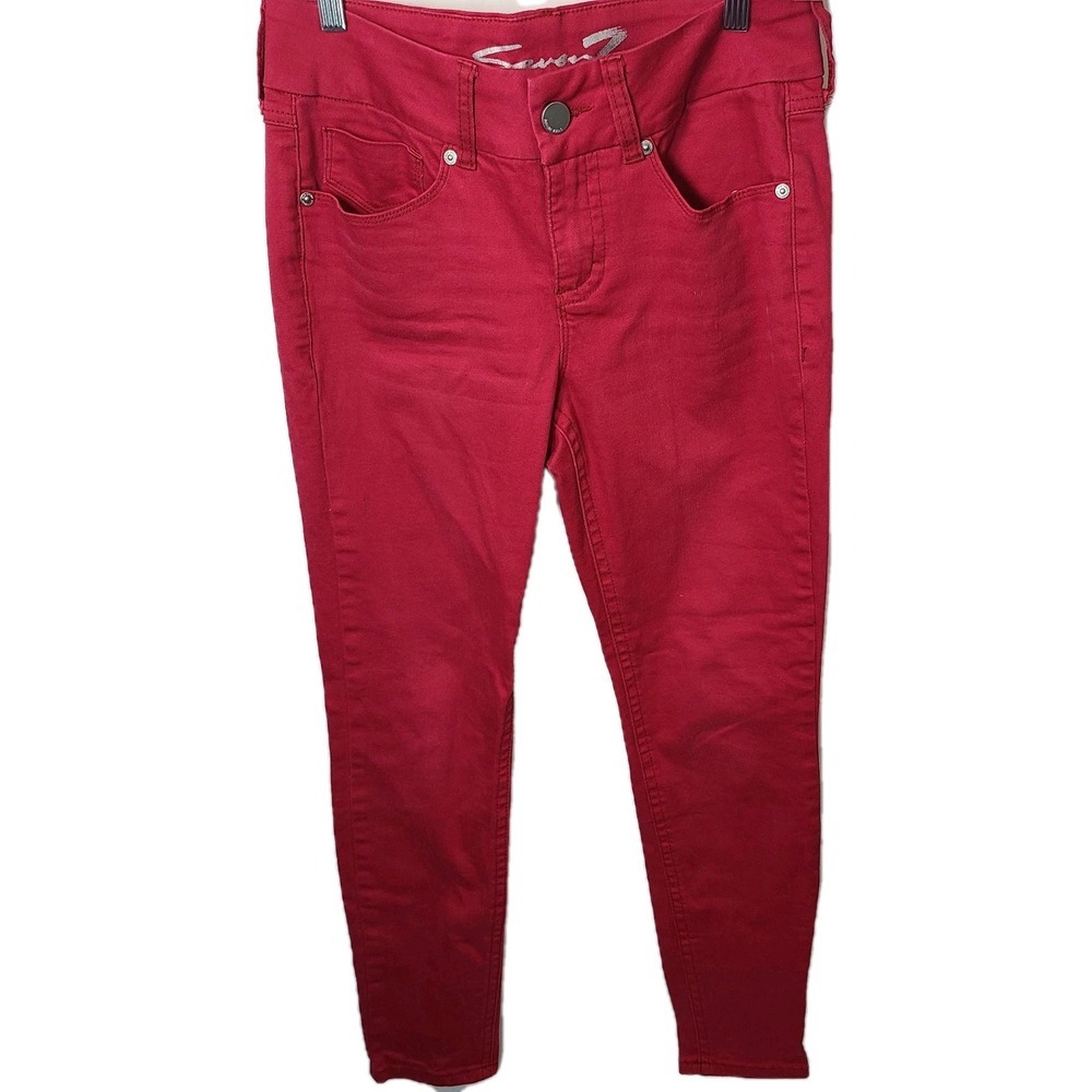 Seven 7 Est. 1964 size 8 True Red Tummyless Stretch Ankle Skinny Jeans Pants